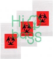 Biohazard Specimen Bags, Black and Red  Zip Lock Top Plastic Pouch Bags M